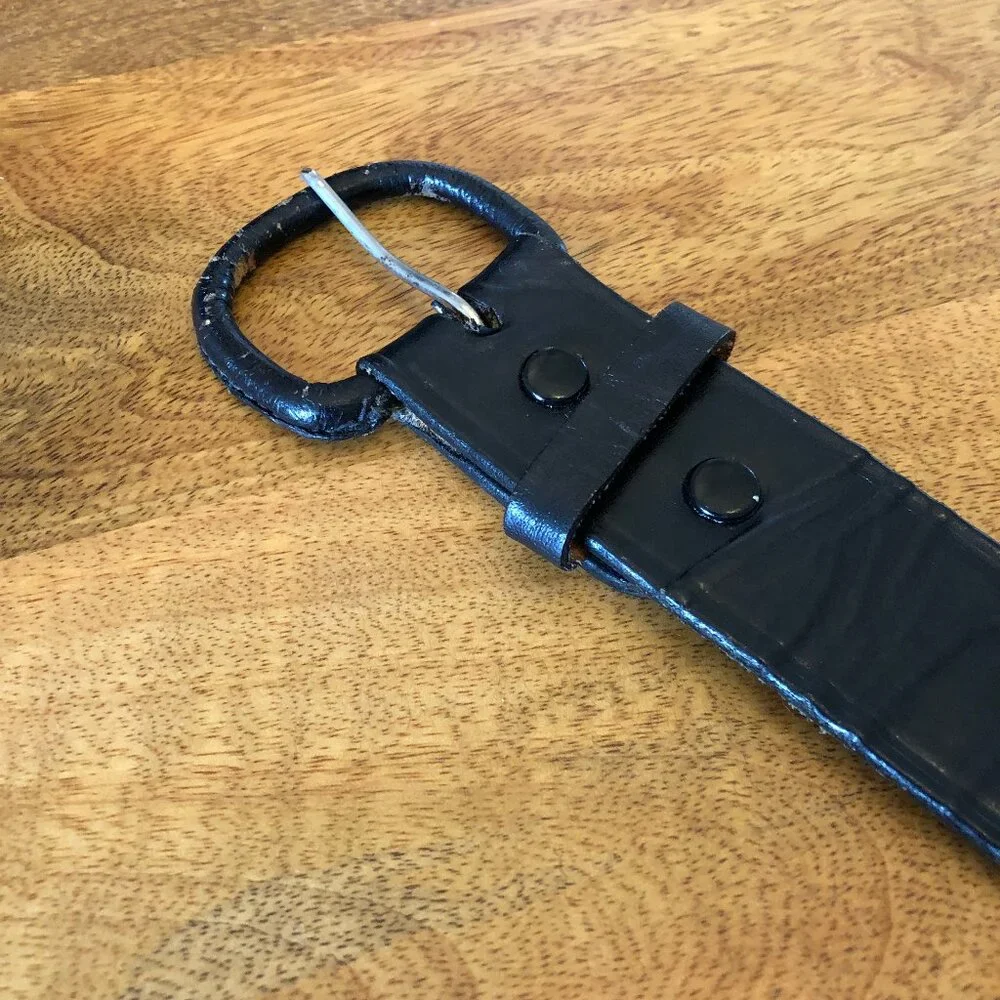 Vintage Black Leather Belt from Mexico, 38 inches